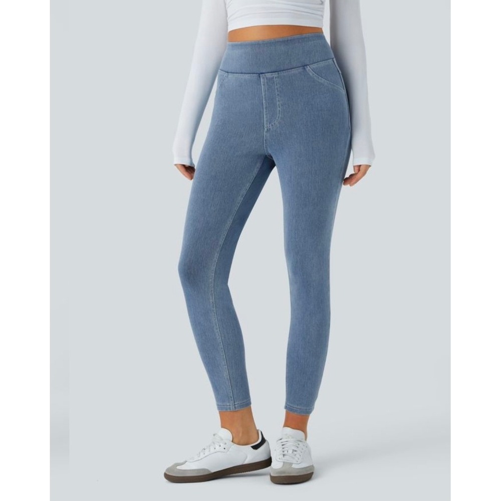 Halara Flex High Waisted Pocket Denim Casual Leggings NWT XL 7/8